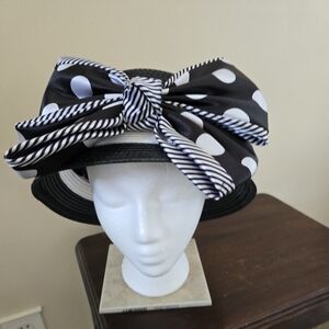 Stylish Black and White Polka Dot Hat